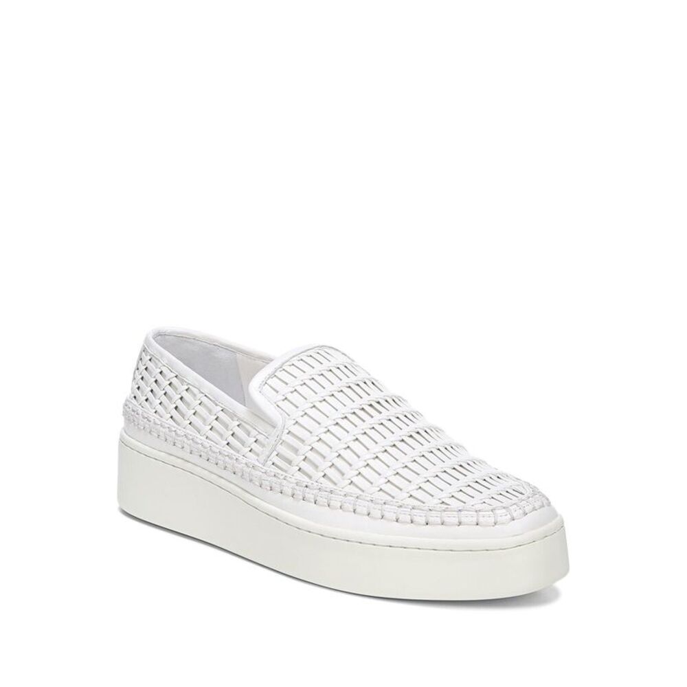 VINCE. Womens White 1" Platform Stafford Wedge Slip On Sneakers Shoes 9 M